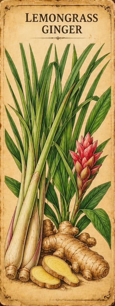 Botanical illustration of Lemongrass