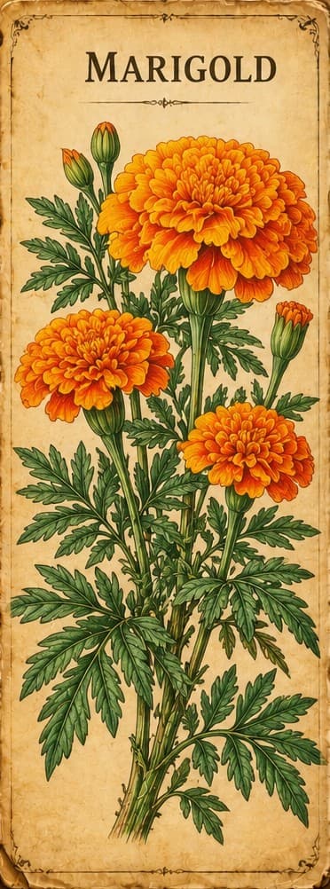 Botanical illustration of Marigold