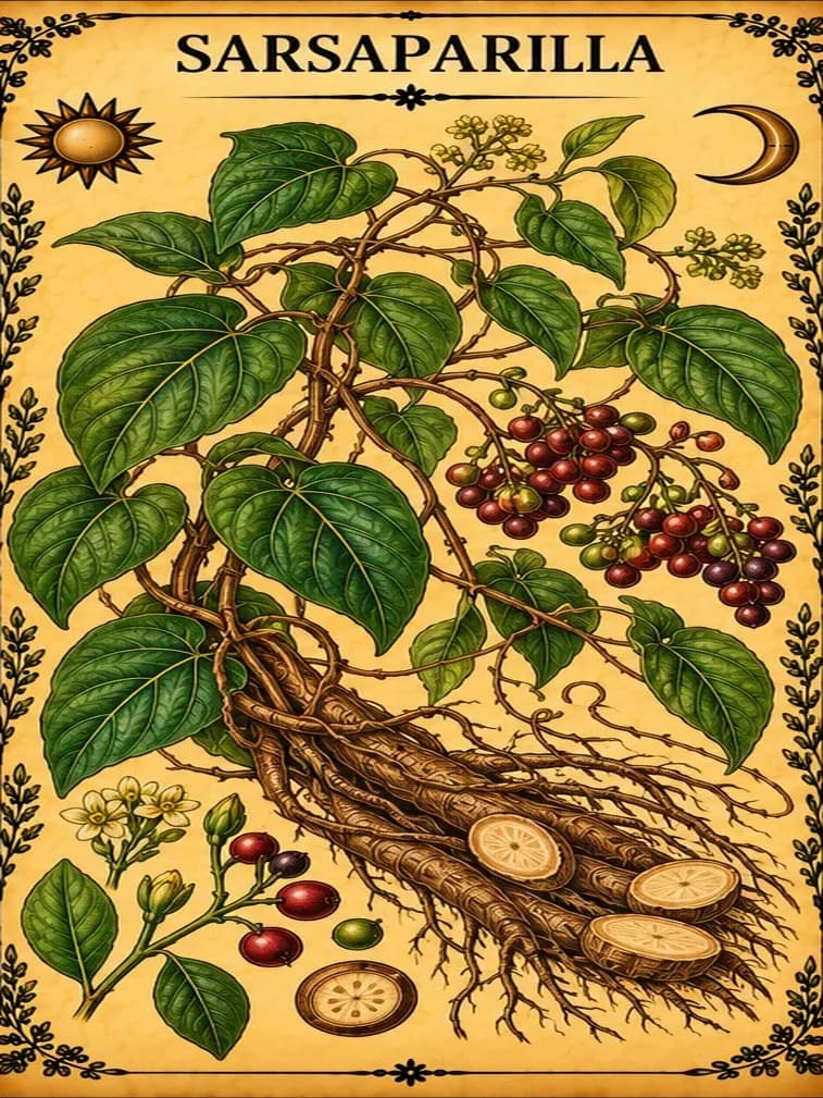 Botanical illustration of Sarsaparilla