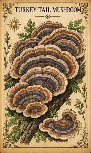 Botanical illustration of Turkey Tail