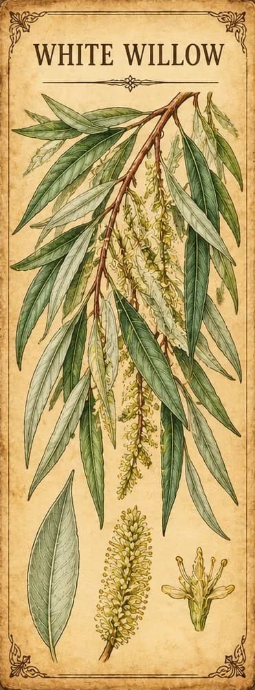 Botanical illustration of White Willow